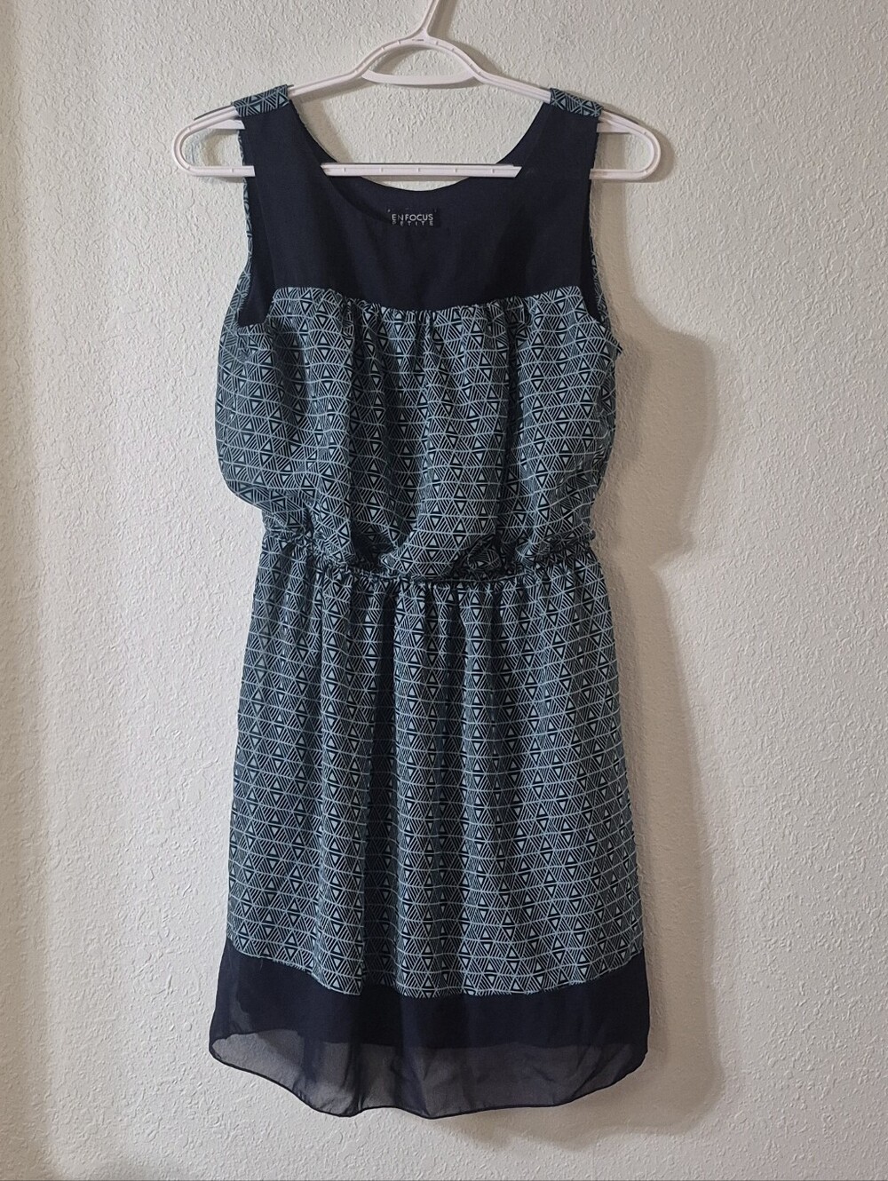 Enfocus Studio Navy and Teal Geometric Sundress